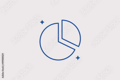 Simple circular pie chart line icon for budget distribution and market share analysis. Geometric Vector Illustration for statistical infographic presentations and financial planning articles.