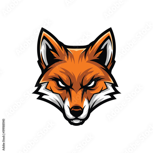 Cartoon Fox Head Illustration Closeup.