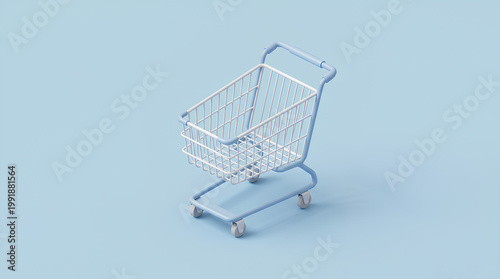 A Shopping Cart on a Blue Background, Perfect for Sales and E-commerce