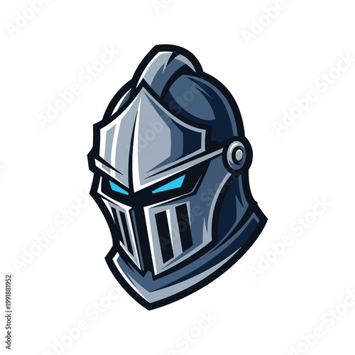 Medieval Knight Helmet Illustration Closeup.