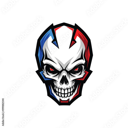 Bild auf Leinwand Colorful Skull Illustration with Red Eyes.