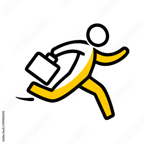 Businessman running with briefcase vector illustration, symbol of speed and business success in motion.