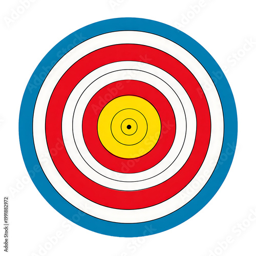 Concentric circle target isolated on a clear background, perfect for use in illustrations of precision, achievement, and strategic planning. PNG Transparent Background