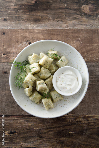 Gnocchi with herbs and sour cream