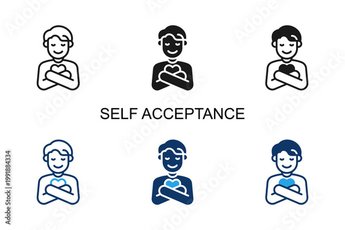 Self Acceptance Icon Multi Style Vector Illustration