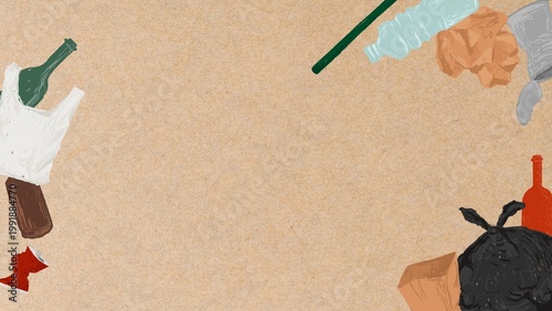 Tableau sur toile Beach plastic pollution computer wallpaper, environmental issue