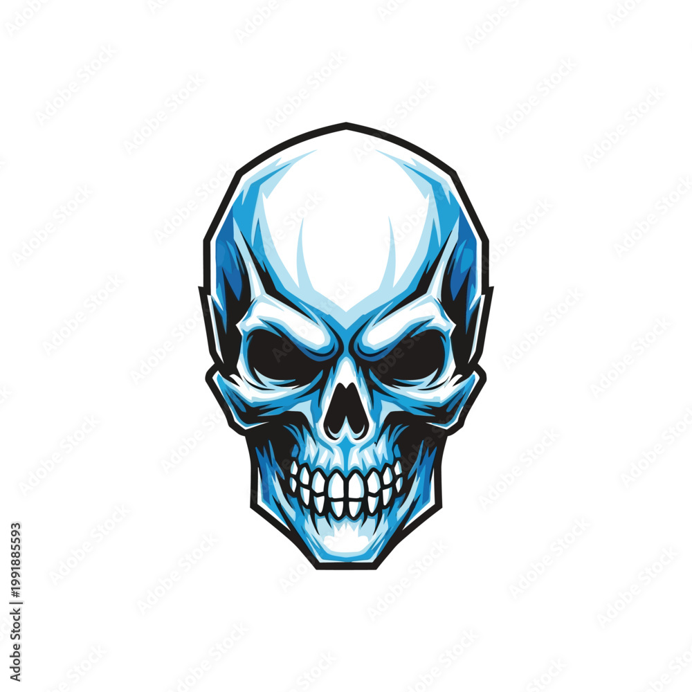 Fototapeta premium Blue Skull Illustration Graphic Design Element.