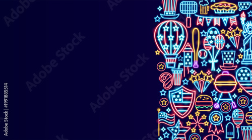 USA Neon Glow Banner