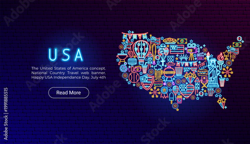 USA Neon Banner Design