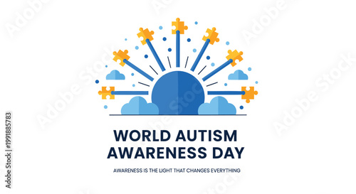 Autism awareness day, World Autism Awareness Day, blue sun, yellow stars, autism support, autism acceptance