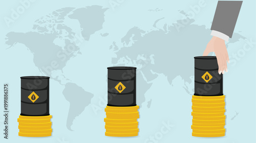 Global oil price increase minimal flat illustration