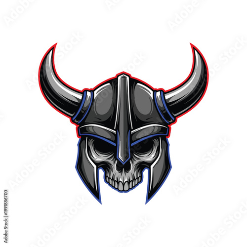 Viking Skull Helmet Illustration Design.