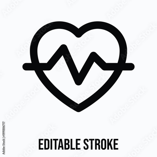 Heartbeat Vector Icon, Medical Related Icon, Isolated Lineal Vector Icon.