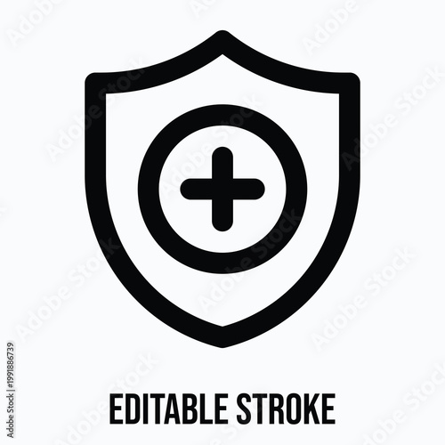 Health Insurance Vector Icon, Medical Related Icon, Isolated Lineal Vector Icon.