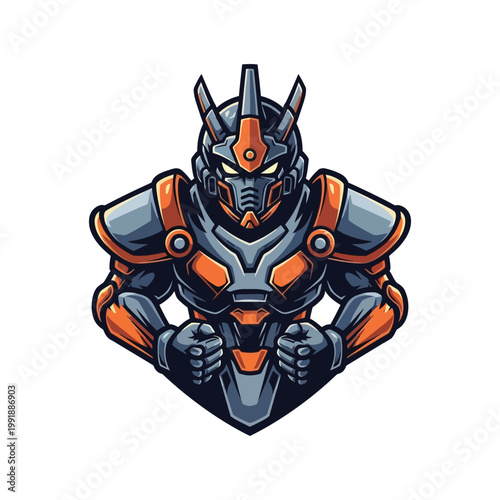 Robot Character in Orange and Grey.