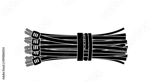 Black electrical wires bundled together.