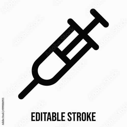 Syringe Vector Icon, Medical Related Icon, Isolated Lineal Vector Icon.