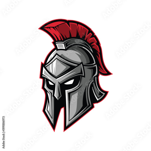 Ancient Greek Warrior Helmet Illustration.