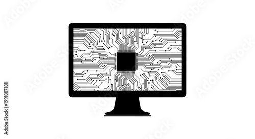 Computer monitor with pattern screen.