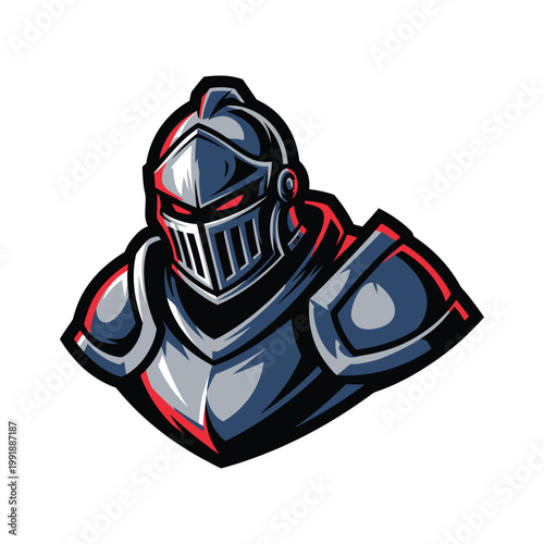 Medieval Knight Armor Helmet Illustration.