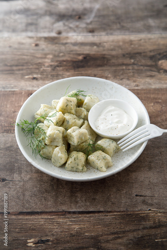 Gnocchi with herbs and sour cream