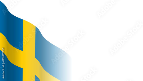 Vector waving Flag of the Kingdom of Sweden. Waving Sweden flag with empty, blank, copy space on transparent background. Design element for presentation, banner, advertisement, web. Place for text