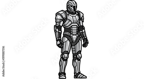 Metallic armor illustration futuristic design for science fiction and fantasy
