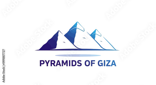 Iconic Blue Pyramids of Giza Logo Representing Ancient Egyptian History.