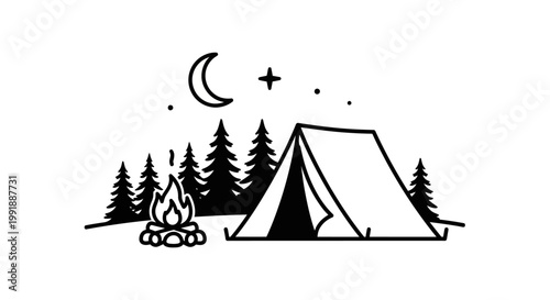 Camping Tent Under Starry Night.