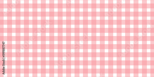 Red gingham fabric seamless pattern. Cute check plaid. Picnic kitchen tablecloth texture. Gingham square vintage texture. Vector illustration isolated on white background.