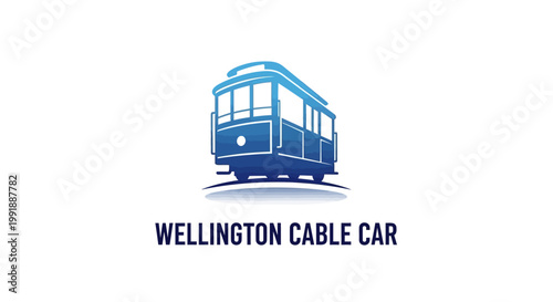 Iconic Blue Wellington Cable Car - Transportation Symbol and Logo.