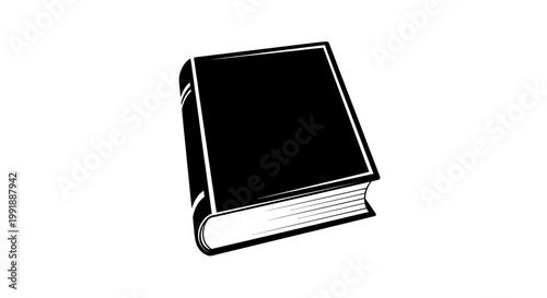 A black hardcover book lying open.