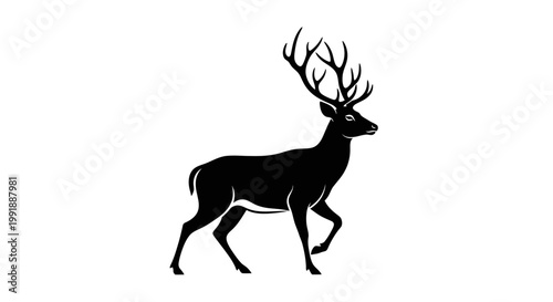 Deer with large antlers running free.