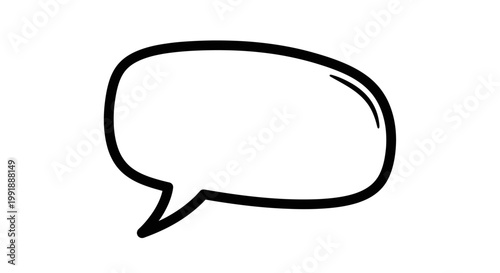 Black and white speech bubble icon.