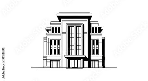Detailed drawing of a large building.