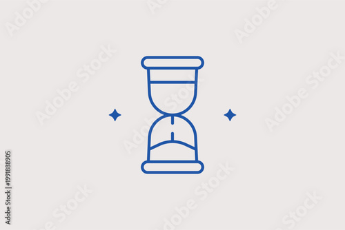 Sand hourglass timer line icon for time-sensitive investments and countdown to deadlines. Classic Vector Illustration for limited-time offer banners and financial maturity period graphics.
