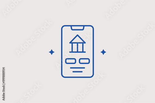 Mobile app showing home finance line icon for mortgage tracking and real estate apps. Household Vector Illustration for family budget management and property valuation tools.