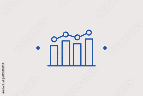 Bar chart with upward trend line icon for profit growth and positive market statistics. Optimistic Vector Illustration for quarterly earnings reports and business success infographics.