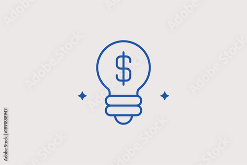 Lightbulb with dollar sign line icon for financial innovation and profitable business ideas. Creative Vector Illustration for startup pitch decks and wealth creation strategy blogs.