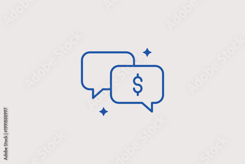 Speech bubbles with dollar sign line icon for financial negotiation and business deal discussions. Dialogic Vector Illustration for customer service chat bots and salary negotiation tips.