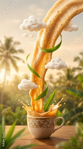 Giant glowing yellow jackfruit moon floating over dark village