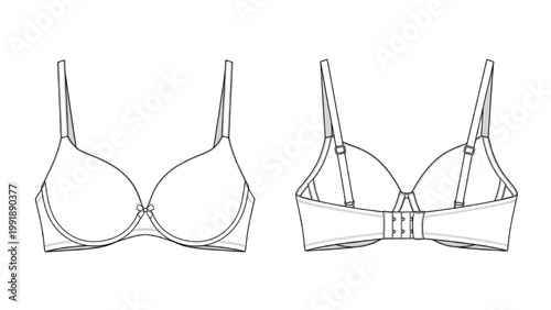 Illustration shows two different views of a lingerie garment