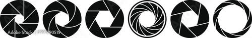 Fotografía Camera shutter collection set, aperture lens icons symbols, isolated vector illu