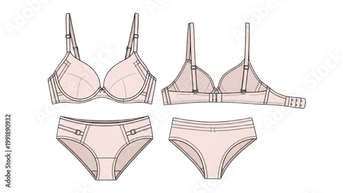 Lingerie set including bra and panties on display