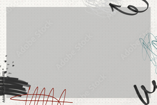 Billede på lærred Abstract messy scribble background, off-white frame design