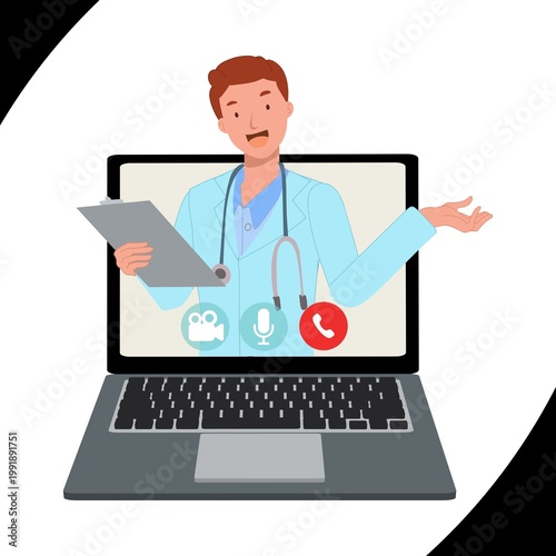 doctor with laptop computer