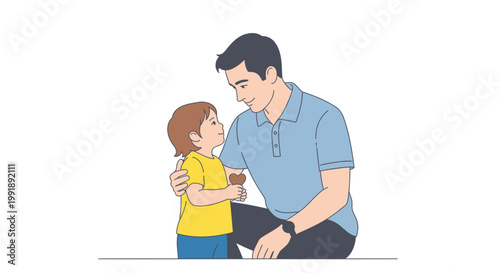 Father and child share a loving moment and a heart-shaped cookie.