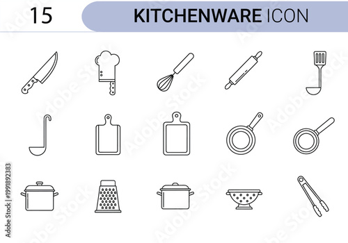 Line art collection of bathroom accessories and cleaning tools