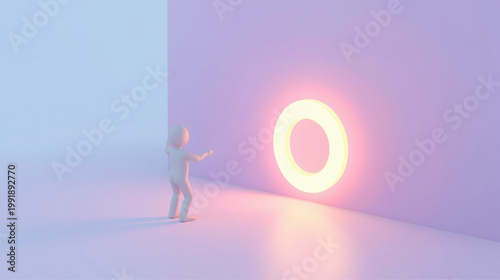 AI-Generated illustration of a person reaching toward a glowing ring just beyond a wall, symbolizing near success, missed opportunity, persistence, effort, and the fine line between failure and achiev