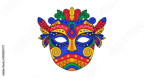 Colorful Tribal Mask Decoration Art.